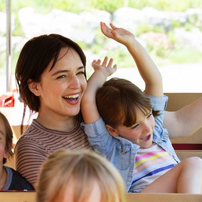 Guests riding the train